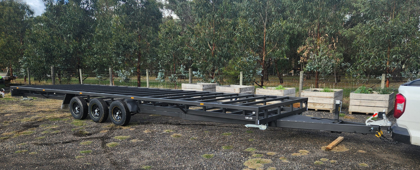 Steel trailer chassis in the Lux workshop