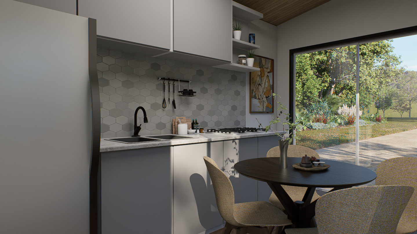 Kitchen with timber benchtop