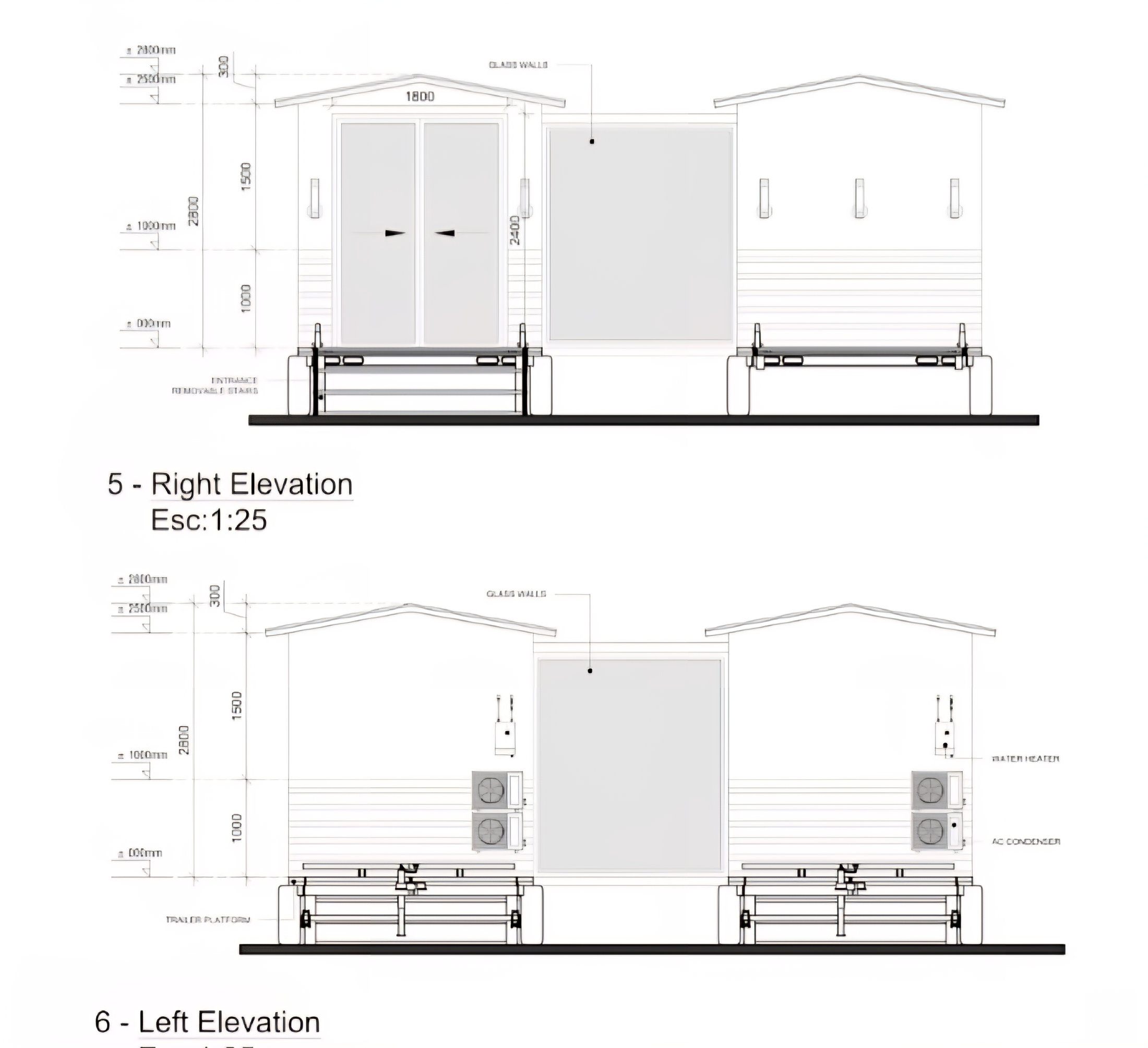 Two Bedder Double Trailer elevations