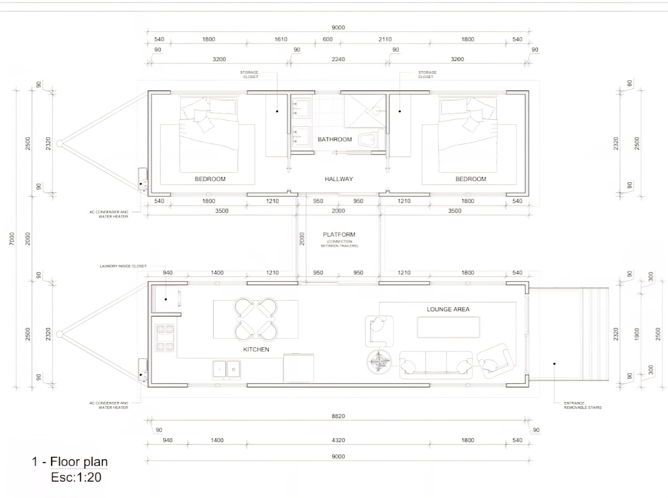 Two Bedder Double Trailer floor plans